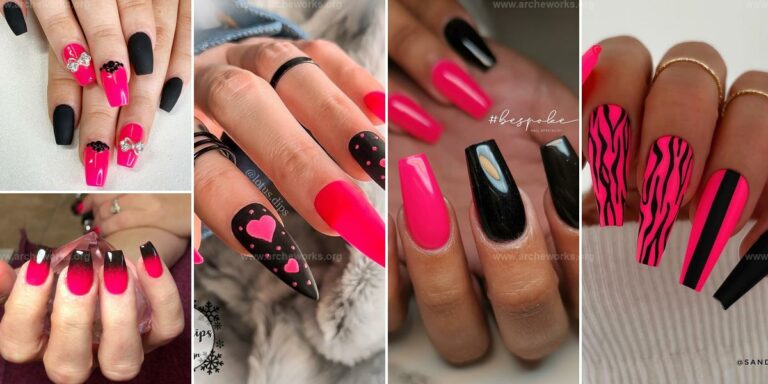 Top Hot Pink and Black Nail Ideas