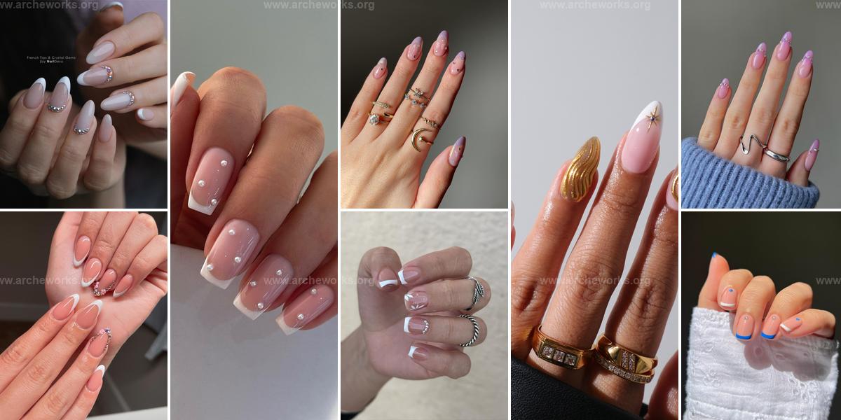 Top French Tip Nails With Gems