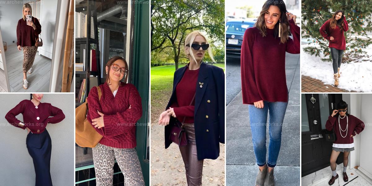 Top Burgundy Sweater Outfit Ideas